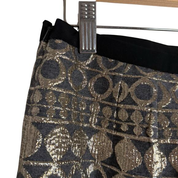 MaxMara Weekend Black Gold Geometric Jacquard Pencil Skirt Size 8 - Picture 6 of 10